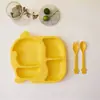 Pato Amarelo Tigela Copo Colher Garfo Conjunto de 5 Peças Louça Infantil Fofo Desenho Animado Prato de Jantar Prato de Almoço para Jardim de Infância