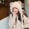 Lei Feng chapéu de pelúcia feminino outono e inverno engrossado rosto quente com aparência de pequeno chapéu de malha frio estilo coreano chapéu de lã combinando moda