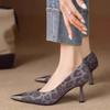 Tacones Altos de Punta Fina con Punta Metálica y Estampado de Leopardo para Mujer, Nuevos Zapatos de Salón Poco Profundos de Moda con Diseño de Nicho para Primavera y Otoño 2025
