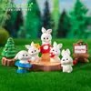Enfeites de paisagem em miniatura, coelho de desenho animado fofo para decoração DIY, artesanato em resina, enfeites criativos para mesa