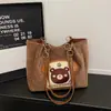 Bolsa Tote Retro Estilo Universitário Coreano para Mulheres, Novo Modelo Primavera 2026, Bolsa de Ombro Único para Axila, Bolsa de Grande Capacidade para o Dia a Dia