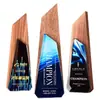 Producción Creativa color madera maciza impresión trofeo de cristal estudiante Empresa personal excelente Reunión Anual Corona de Ventas Premio Medalla de Honor