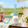 Llavero Colgante de Gatito Negro Flocado Lindo, Figura de Gato de Moda, Llavero para Mochila, Regalo de Máquina de Peluches
