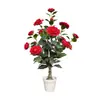 Flores Artificiales Camelia Artificial Nórdica Plantas en Maceta Flores Falsas Plantas Verdes Decoración de Sala de Estar Adornos Plantas Artificiales de Piso para Interiores