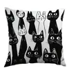 Funda de Almohada Minimalista Diaria Simple en Blanco y Negro con Temática de Gatos, Best-Seller Transfronterizo de Amazon para Oficina, Dormitorio y Sofá
