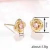 Pendientes Pequeños Fragantes Serie Rosa Cao Shi, Exquisito Diseño de Flor, Estilo de Moda y Dulce, Pendientes Elegantes Versátiles