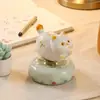 Juguete Giratorio de Gato de Cerámica Adorno para Aliviar el Estrés Linda Decoración Sanadora para Escritorio Pequeño Adorno de Juguete Pieza de Exhibición Artesanal