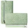 Nova Bolsa de Mão Transversal com Zíper Longo e Design Floral em Relevo, Porta-Notas Grande, Carteira Feminina Multifuncional Simples 70% de desconto