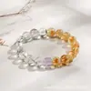 Pulsera de Cristal Fantasma Verde Natural para Hombres y Mujeres, Citrino Original, Cuarzo Rutilado Dorado, Pulsera de Cuarzo Rosa, Artículo Popular en Xiaohongshu