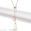 Colar de cabaça S925 prata esterlina borla branco calcedônia pingente nicho design luz luxo simples rede vermelha clavícula corrente atacado