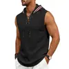 Amazon Europa y América Verano Transfronterizo Producto Nuevo Hombre Casual Holgado Cordón con Capucha Sin Mangas Waffle Chaleco Deportivo