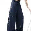 Pantalones deportivos de diseño americano con cintura elástica, pierna ancha, para hombre y mujer, holgados, casuales, relajados y con caída