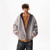 Moletom Cardigan com Zíper Duplo Masculino Primavera e Outono Silhueta de Alto Padrão High Street Americano Tecido Pesado Rígido Marca Tendência Jaqueta com Capuz