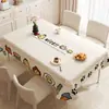 Toalha de Mesa Desenho Animado, Sem Lavagem, Impermeável, À Prova de Óleo, Resistente ao Calor, Estilo Dopamina Creme, Toalha de Mesa Retangular, Protetor de Mesa, Chá