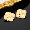 Brincos Quadrados com Textura em Aço Inoxidável Estilo Ins Moda Europeia e Americana Design de Nicho Brincos Torcidos Atacado para Mulheres