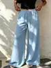 2026 Nuevos Pantalones Anchos de Pierna con Cordón Estilo Europeo Transfronterizo para Mujer Sueltos con Caída Casual Largos de Color Sólido Pierna Recta Pantalones Largos hasta el Suelo