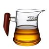 En stock, suministro de vidrio de bambú con mango de madera, taza de vidrio Crescent Fair, taza de té con filtro de vidrio transparente para el hogar