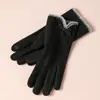 Luvas Quentes para Mulheres no Inverno, Espessadas com Lã, Fofas, à Prova de Vento, Espessadas com Lã, Adequadas para Ciclismo ao Ar Livre, Luvas Quentes com Tela Sensível ao Toque