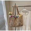Bolso de Punto de Moda Transfronterizo para Mujer 2025 Nuevo Bolso de Mano Tejido Moda Bolso Tote de Gran Capacidad Bolso de Playa para Vacaciones