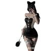 Fengqu Lingerie Sexy de Gato Roupa de Empregada Doméstica Terno Sexy Tentação de Garota Gato Nádegas Expostas Arquivo Aberto Não Precisa Tirar Cos Roupa de Empregada Doméstica