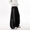 Pantalones de Chándal Pesados con Rayas Irregulares para Hombre Otoño Invierno Estilo Americano Sueltos Pantalones Deportivos Juveniles de Moda Rectos Casuales Largos