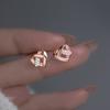 Nalan Aretes de Plata Esterlina S925 con Diamantes, Cruz y Corazón, Exquisitos Joyería para la Oreja M03189