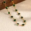 Collar de Moda Transfronterizo Europeo y Americano Cadena para Clavícula de Vidrio de Color Metal Versátil Joyería de Lujo Ligero Dropshipping