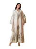 Sw1004 Bata Larga Transfronteriza Vestido con Estampado de Leopardo con Pedrería y Cuentas para Mujeres Abayas