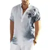 2024 moda casual transfronteriza temu solapa estampado 3D gato hombre manga corta camisa casual