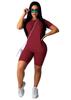 Camiseta de cuello redondo de Amazon para deporte, verano, ropa casual de fitness para mujer europea y americana, color liso, conjunto de dos piezas