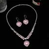 Reino Secreto de las Lágrimas de Princesa Collar de Flor de Zircón Arcoíris Brillante Juego de Pendientes Accesorios para Fiesta de Cena Joyería para Ropa de Boda
