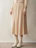 Falda de Cachemira Plisada para Mujer de Principios de Otoño, Casual Simple Cintura Elástica Línea A Media Longitud Retro Dobladillo Ancho Falda de Lana