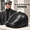 Chapéu de bico de pato de inverno, chapéu para homens de meia-idade e idosos, chapéu de couro, chapéu quente masculino com proteção para as orelhas, chapéu de pai, boina masculina para idosos