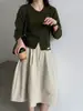 Cárdigan de Punto Suave con Cuello Redondo Estilo Perezoso LUXI para Mujer, Dobladillo Enrollado de Otoño, Chaqueta Suéter Simple y Versátil ss1101