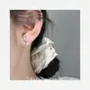 Pendientes de Plata de Ley S925 Nalan Exquisitos y Sencillos Estilo Ins Diseño de Nicho Ágata Blanca Tulipán M07683
