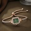 Nuevo exquisito compacto simple cuadrado cadena de diamantes reloj de pulsera de cuarzo para mujer conjunto de joyería china una generación de cabello