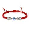 Popular Transfronterizo Europeo y Americano Aleación de Zinc Aleación de Palma Ojos Azules Pulsera de Cuerda Roja de la Suerte Tejida a Mano Ajustable