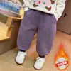 Pantalones Cálidos de Conejo de Caramelo para Niñas de Invierno 2026 Nueva Moda Infantil Elegantes Pantalones con Puño para Niña Pequeña Modernos