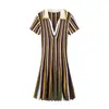 Z Estilo Europeo Transfronterizo 2026 Nueva Moda Elegante Ropa para Mujer al por Mayor Vestido con Cuello Polo Rayado 8779141