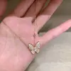 Galvanoplastia em Ouro Real, Colar Borboleta Cheio de Pedras Populares do Xiaohongshu para Mulheres, Estilo Retro de Luxo Leve de Alta Qualidade, Peça Única Dropshipping
