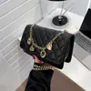 Bolso chic y elegante con diseño de rombos para mujer, nuevo modelo 2026, bolso de moda de cuero genuino de alta gama con cadena para hombro y bandolera