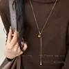 Collar de Piedra Ojo de Tigre Amor Girasol Cadena Larga para Suéter Retro Maillard para Mujer Accesorios de Lujo Ligero de Alta Gama Otoño e Invierno