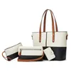 Conjunto de Bolsas Tote Color Block Clássicas de Grande Capacidade para Mulheres Bolsa de Ombro Prática Porta-Cartões Bolsa Feminina Atacado Transfronteiriço