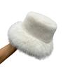 Sombrero de pescador peludo para mujer otoño e invierno sombrero de cuenca felpa forro polar grueso cálido estilo japonés combinable hace que la cara se vea pequeña
