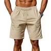 Transfronterizo 2025 Lino Americano Pantalones Cortos de Hombre Verano Finos Amazon Playa Casual Sueltos Pantalones Cortos de Cinco Puntos Ropa Exterior para Hombre