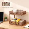 Estante de Almacenamiento de Escritorio de Doble Capa de Malla para Snacks de Oficina, Soporte para Taza de Agua, Cocina, Dormitorio, Estante de Metal sin Instalación