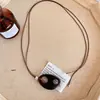 Collar Largo Ajustable de Cuerda de Cera con Hebilla Geométrica de Nariz de Cerdo para Mujer, Accesorio de Diseño Nicho con Sensación de Alta Gama, Cadena para Suéter Estilo Otoño e Invierno