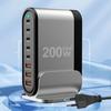 Cargador PD de nitruro de galio de 200 W, adaptador de soporte de escritorio de aleación de aluminio 5C3A, cargador multifunción de 200 W