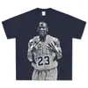 Camiseta Retro Americana Transfronteiriça com Estampa Aérea de Acrobacias Mj, Manga Curta, Algodão Puro Pesado High-Street, Gola Redonda, Decote Pequeno, Unissex