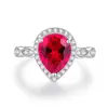 Estilo nuevo europeo y americano para mujer, anillo colorido con tesoro S925 plata de ley, corindón rojo imitación tesoro rojo paloma, forma de gota, joyería vintage